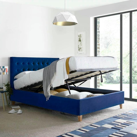Kingham - Velvet Buttoned Ottoman Bed Image 1