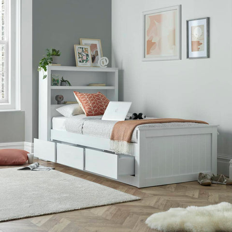 Enzo - White Wooden Single Storage Bed Image 1