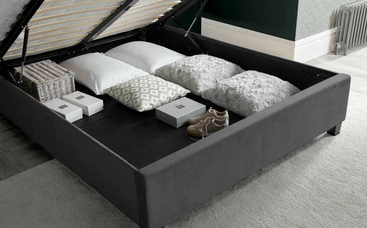 Aurora -  Upholstered Velvet Ottoman Bed - Bickfords