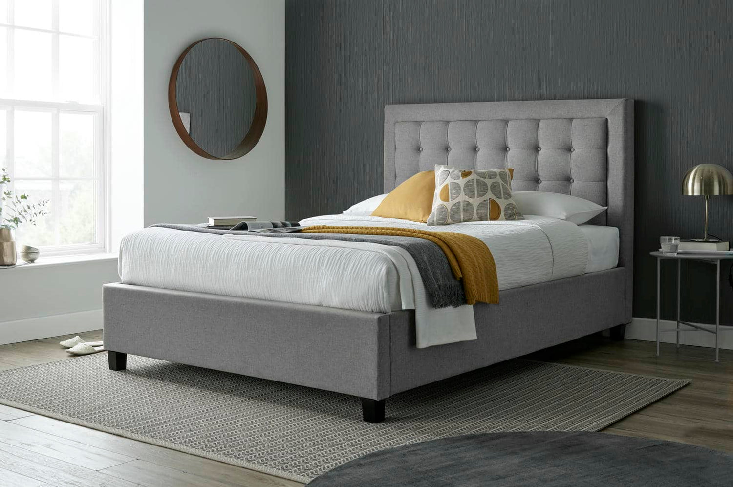 Brandon - Buttoned Fabric Ottoman Bed - Bickfords