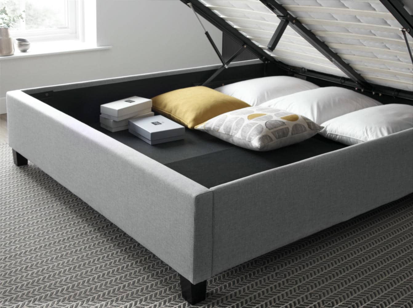 Brandon - Buttoned Fabric Ottoman Bed - Bickfords