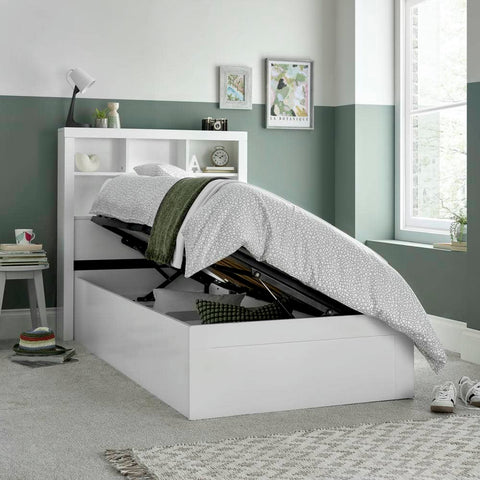 Oscar - White Wooden Ottoman Storage Bed Image 1