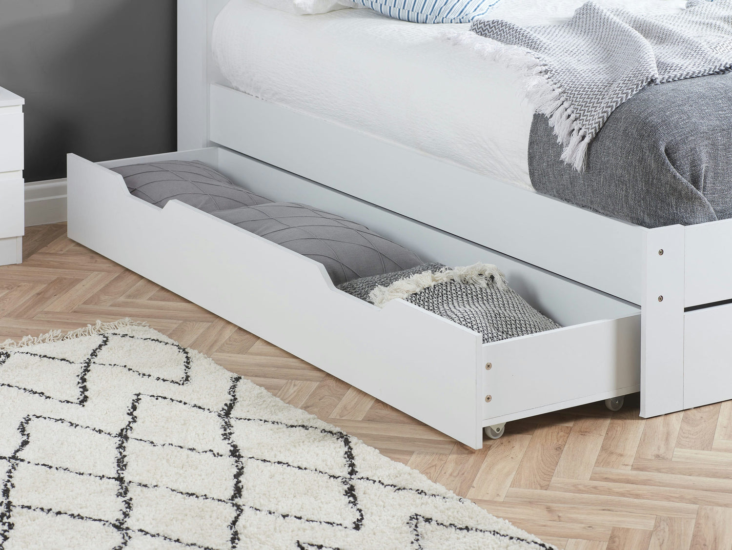 Alfie - White Wooden Storage Bed Frame - Bickfords