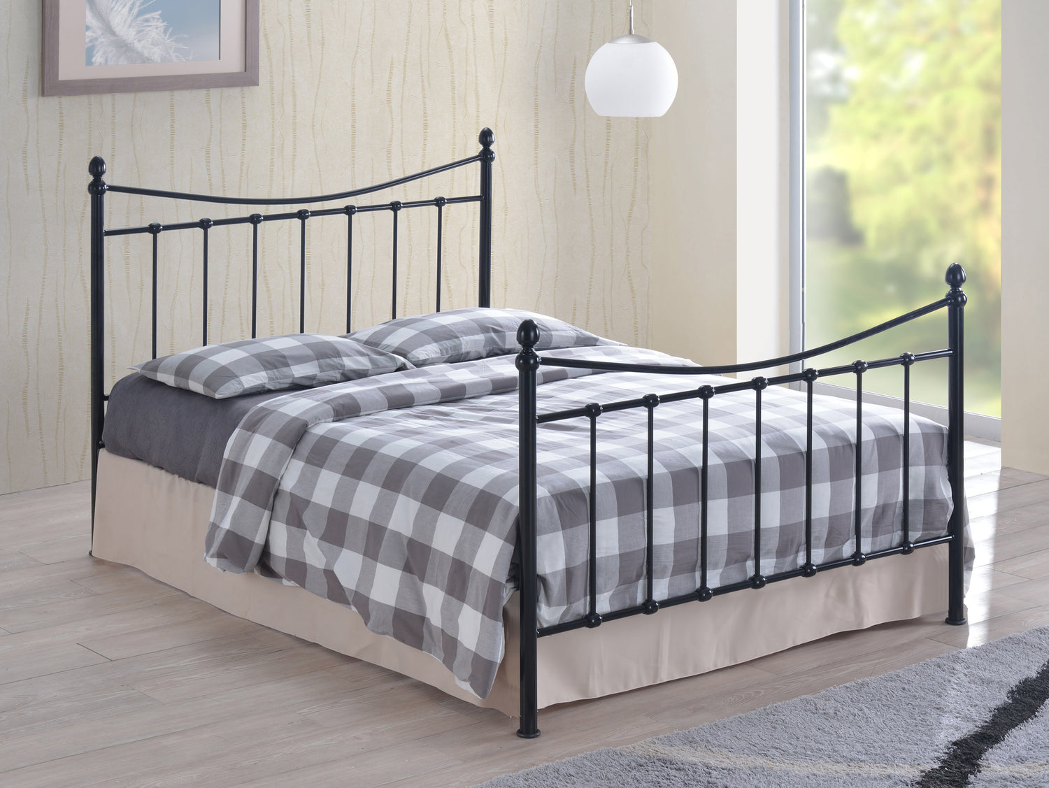 Alderwood - Victorian Style Black Metal Bed Frame with Sprung Slats