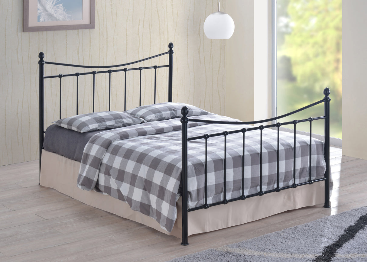 Alderwood - Victorian Style Black Metal Bed Frame with Sprung Slats