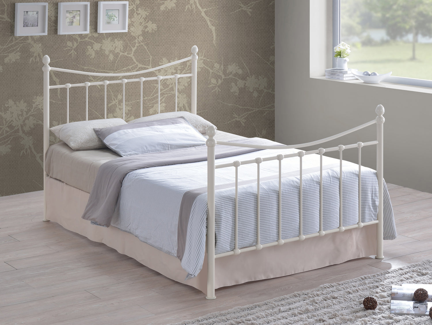 Alderwood - Victorian Style Black Metal Bed Frame with Sprung Slats