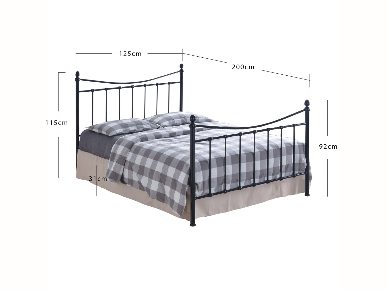 Alderwood - Victorian Style Black Metal Bed Frame with Sprung Slats