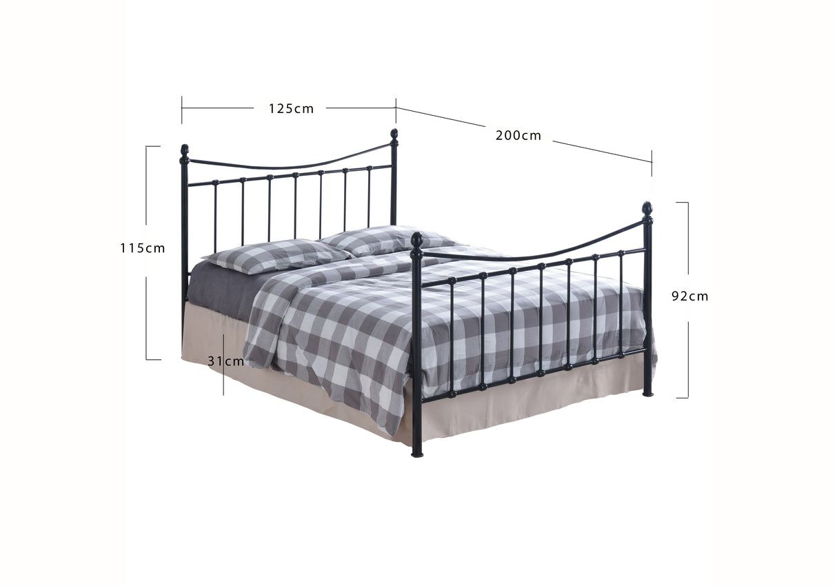 Alderwood - Victorian Style Black Metal Bed Frame with Sprung Slats