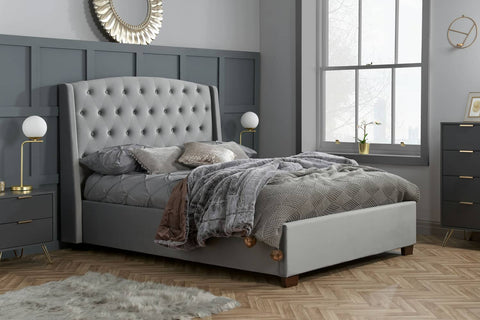 Balmoral -  Upholstered Grey Fabric Bed Image 2