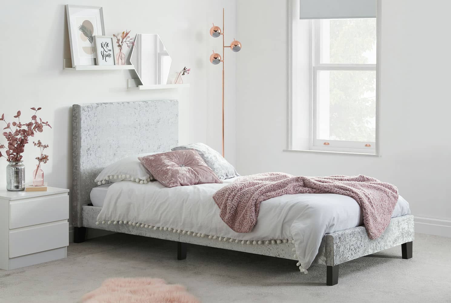 Berlin - Crushed Velvet / Fabric Bed Frame - Bickfords