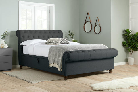 Castello - Fabric - Side Ottoman Sleigh Bed Image 3