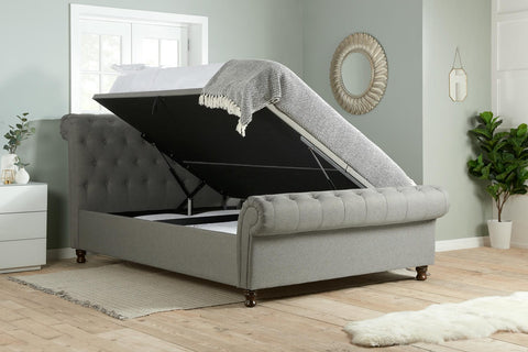 Castello - Fabric - Side Ottoman Sleigh Bed Image 1
