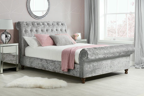 Castello - Crushed Velvet - Scroll Sleigh Bed Image 2