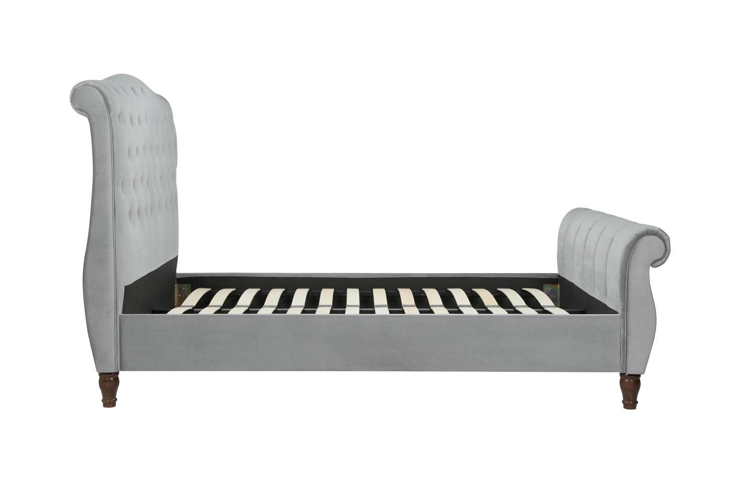 Colorado - Grey Velvet Fabric Sleigh Bed Frame - Bickfords