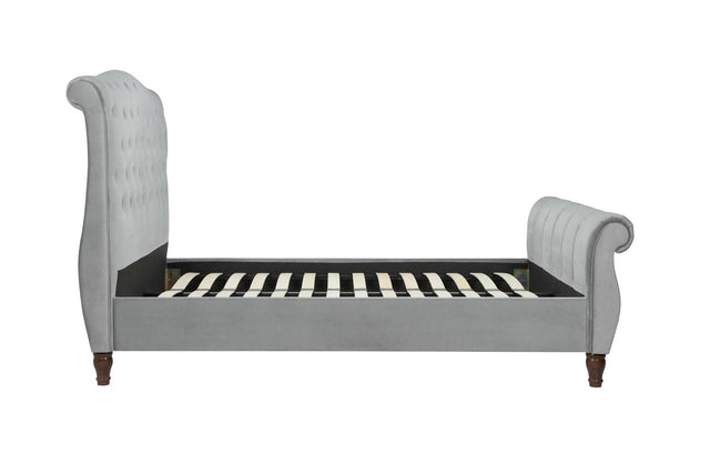 Colorado - Grey Velvet Fabric Sleigh Bed Frame - Bickfords