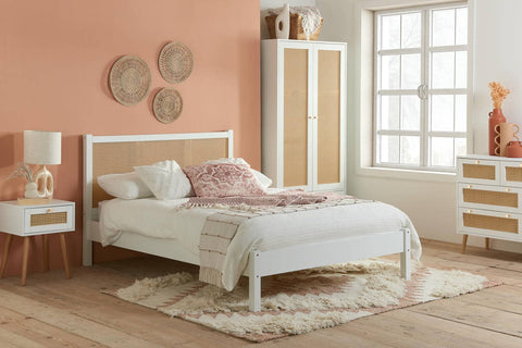 Croxley - Oak Wooden Rattan Bed Frame Image 3