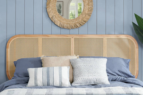 Elina - Natural Oak Rattan Bed Frame Image 1