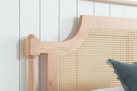 Geneva - Classic Oak Rattan Bed Frame Image 1
