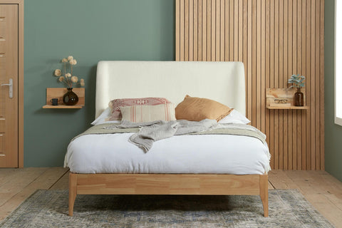 Halfden - Upholstered Bouclé Fabric Bed Image 1