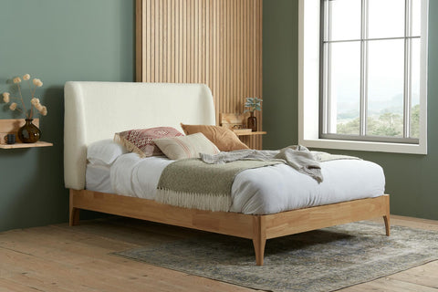Halfden - Upholstered Bouclé Fabric Bed Image 2