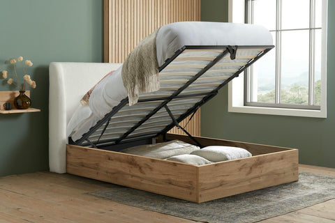 Halfden - Upholstered Bouclé Ottoman Bed Image 1