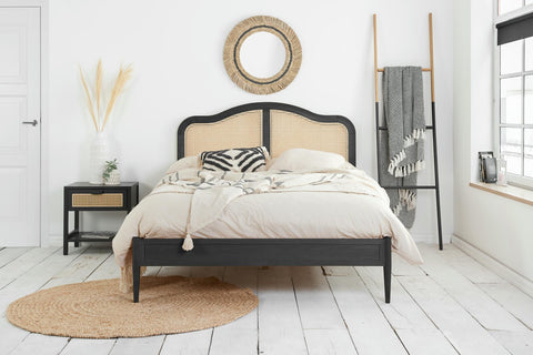 Leonie - Oak Rattan Bed Frame Image 3