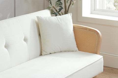 Mila  - White Fabric Rattan Sofa Bed Image 3