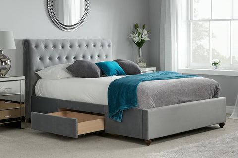 Marlow - Velvet Fabric Storage Bed Frame Image 1