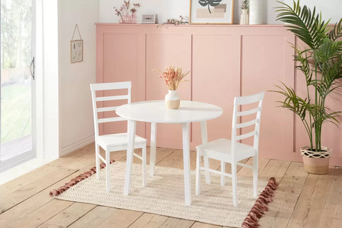 Pickworth Round Dining Table With 2 Upton Chairs Image 1