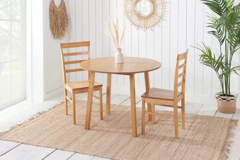 Pickworth Round Dining Table With 2 Upton Chairs Image 2