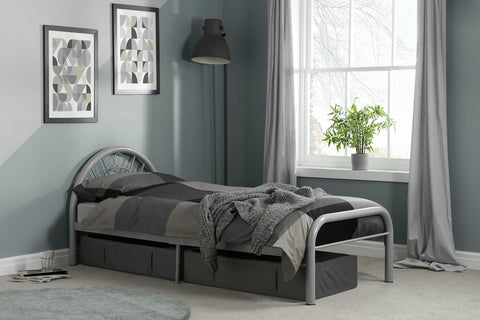 Solo - Silver Metal Single Bed Frame Image 2