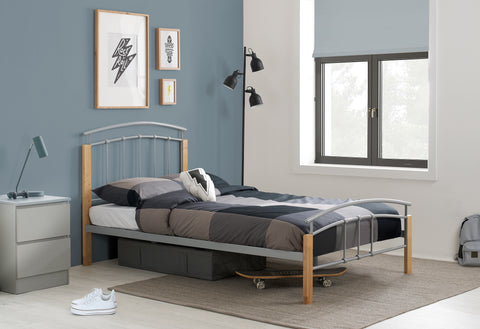 Tetras - Silver Metal Bed Frame Image 1