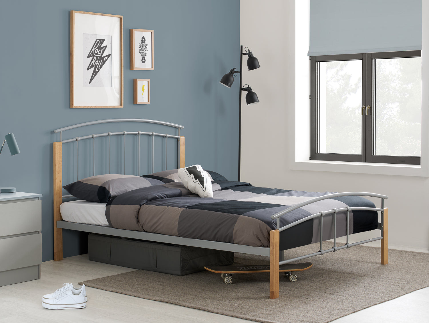 Tetras - Silver Metal Bed Frame - Bickfords