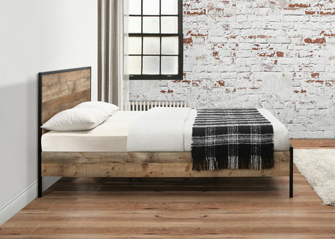Urban - Rustic Oak Wooden Bed Frame Image 1