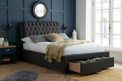 Valentino – Upholstered Fabric Storage Bed with Drawers Image 3