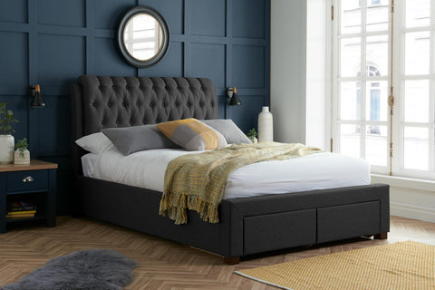 Valentino – Upholstered Fabric Storage Bed with Drawers Image 2