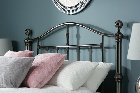 Victoria - Classic Black Nickel Metal Bed Frame Image 1