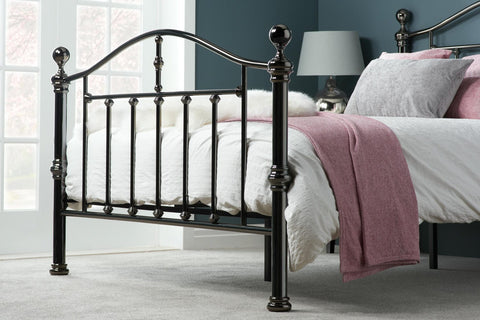 Victoria - Classic Black Nickel Metal Bed Frame Image 3