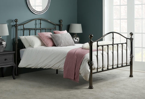Victoria - Classic Black Nickel Metal Bed Frame Image 2