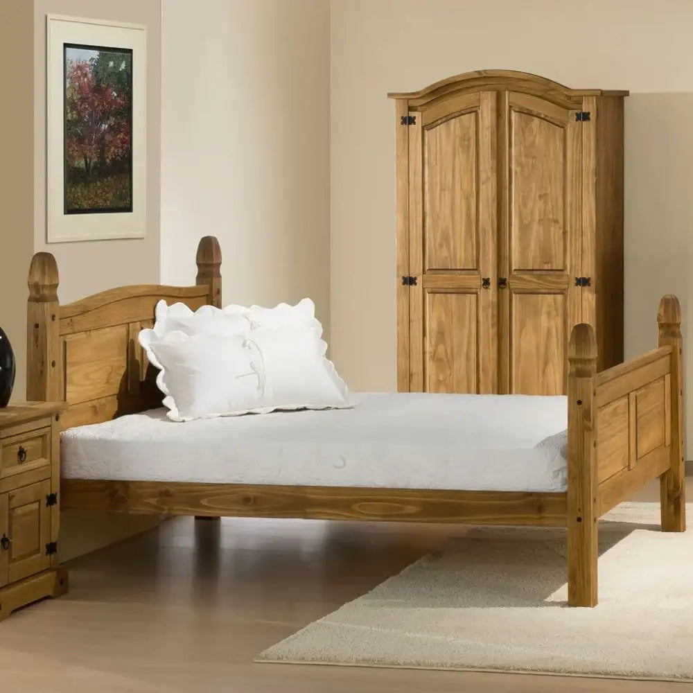 Corona - High Foot End - Waxed Solid Pine Wooden Bed - Bickfords