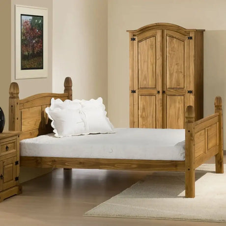 Corona - High Foot End - Waxed Solid Pine Wooden Bed - Bickfords