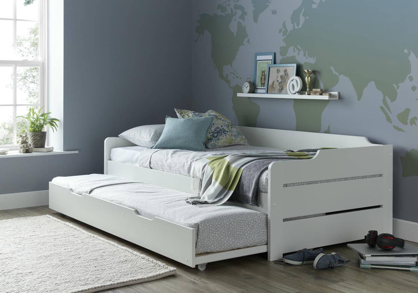 Copella - White Guest Bed frame With Trundle - Bickfords