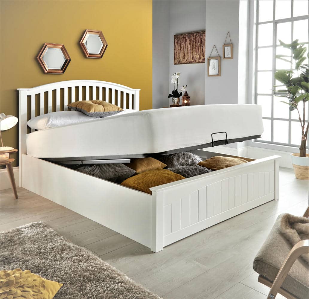 Grayson - White Wooden Ottoman Bed Frame - Bickfords