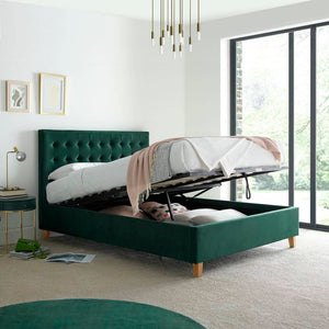 Kingham - Velvet Buttoned Ottoman Bed - Bickfords