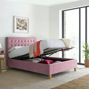 Kingham - Velvet Buttoned Ottoman Bed - Bickfords