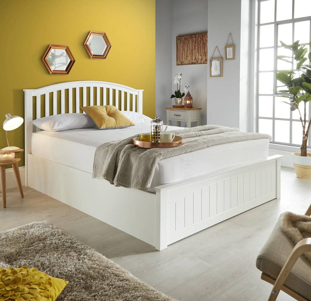 Grayson - White Wooden Ottoman Bed Frame - Bickfords