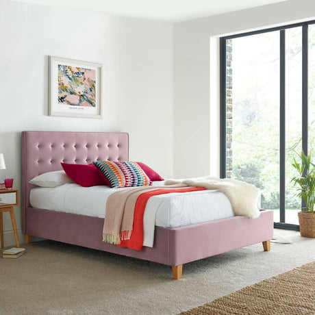 Kingham - Velvet Buttoned Ottoman Bed - Bickfords