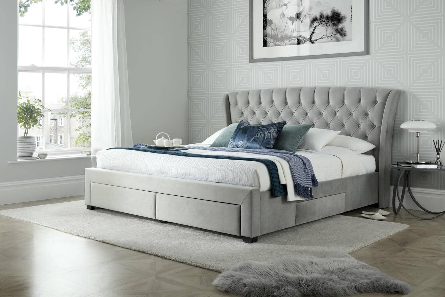 Newton - Upholstered Velvet 4 Drawer Storage Bed - Bickfords