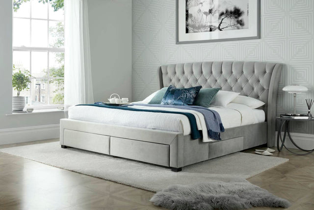 Newton - Upholstered Velvet 4 Drawer Storage Bed - Bickfords