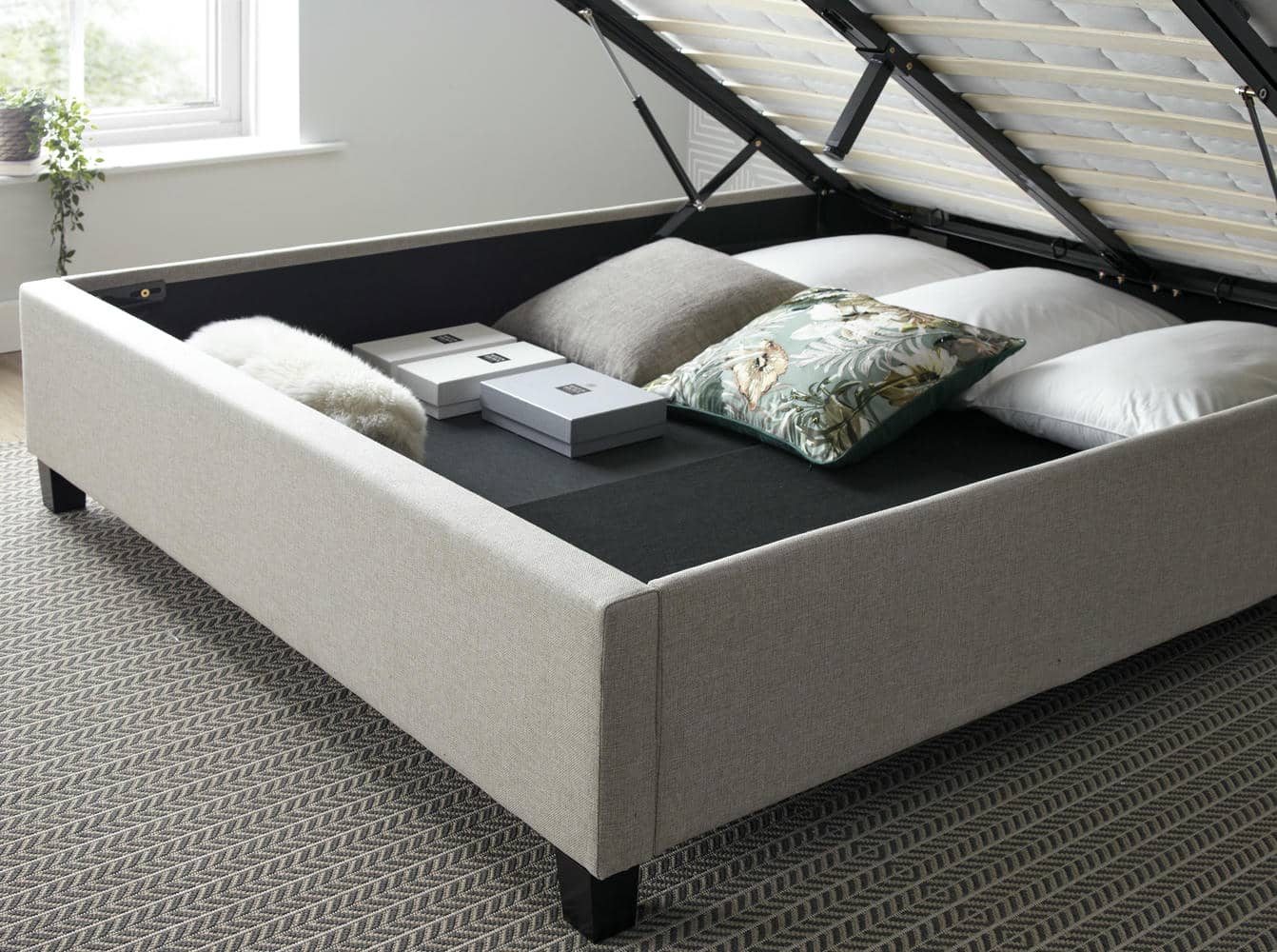 Brandon - Buttoned Fabric Ottoman Bed - Bickfords